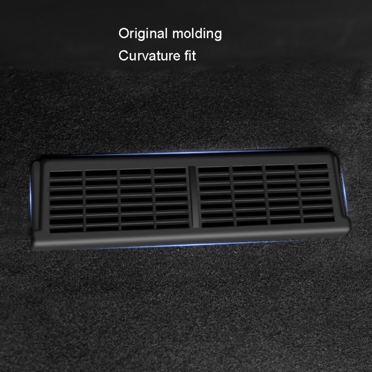 Under-seat vent protection cover, black grille insert with center divider, front view