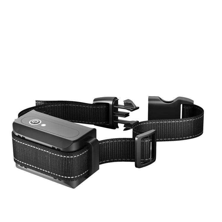 Dog training collar receiver unit with black nylon strap and charging contacts, single unit
