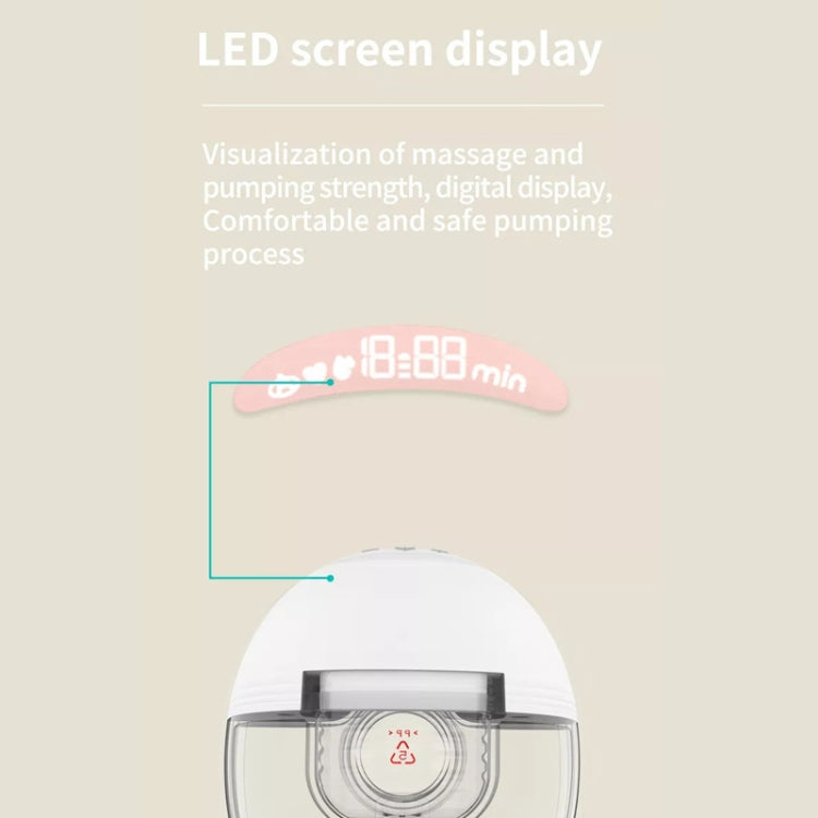 Wearable breast pump LED screen display shown on the front panel