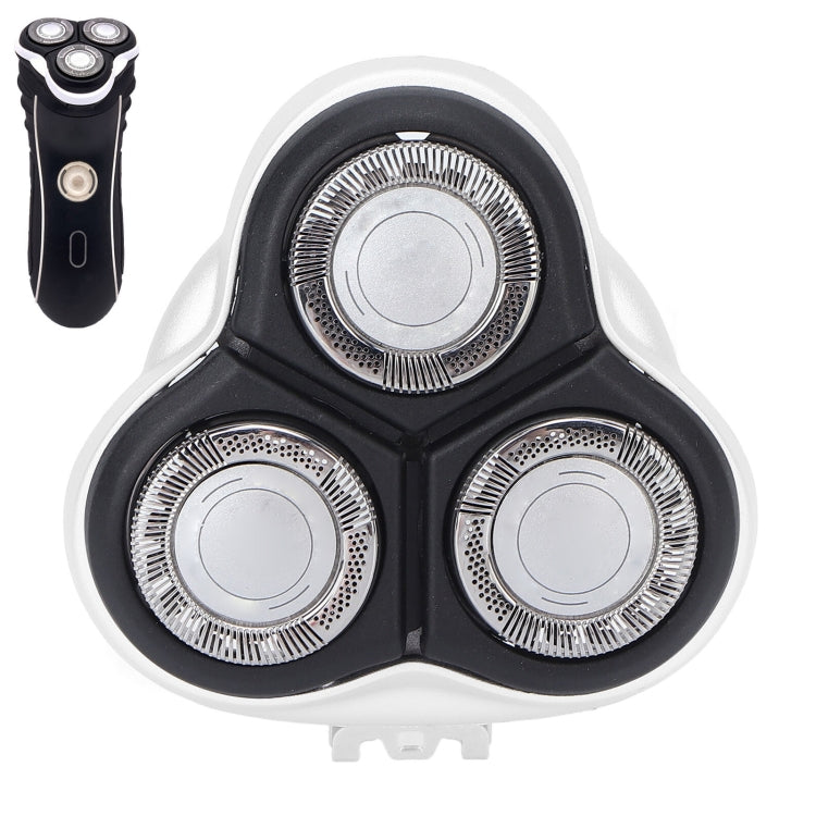 Three-head replacement shaver blade set with silver foils and black housing