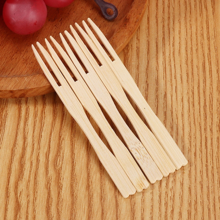 Light bamboo two-tine dessert fork, disposable serving utensil