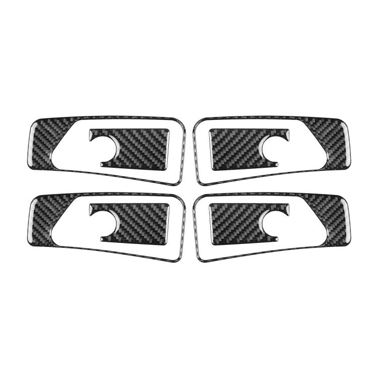 Black carbon-fiber look inner door handle sticker set, 4 pieces with keyhole cutouts