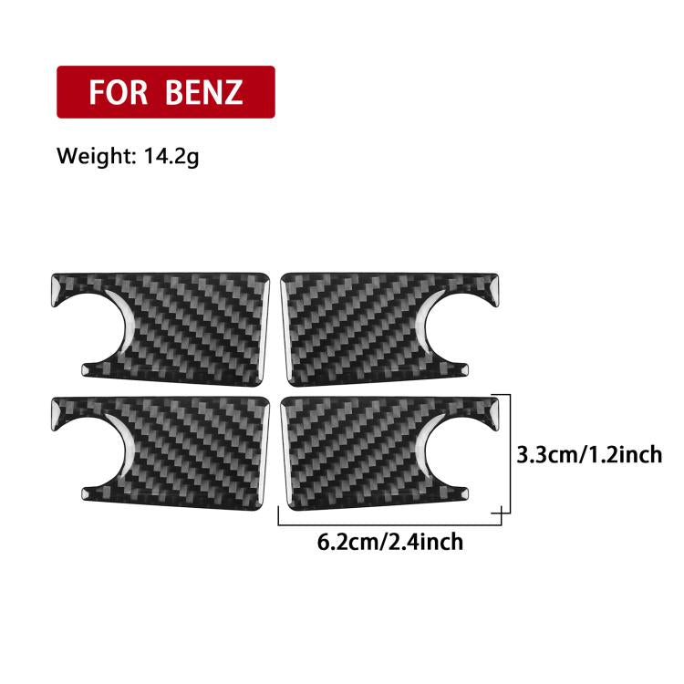 Black carbon-fiber inner door handle stickers with dimensions, 4-piece set