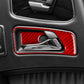 Red carbon-fiber inner door handle sticker installed, with red border outline