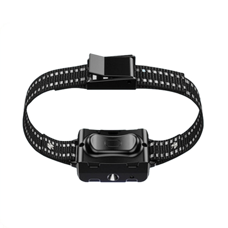 Dog shock training collar receiver unit with black patterned strap and buckle