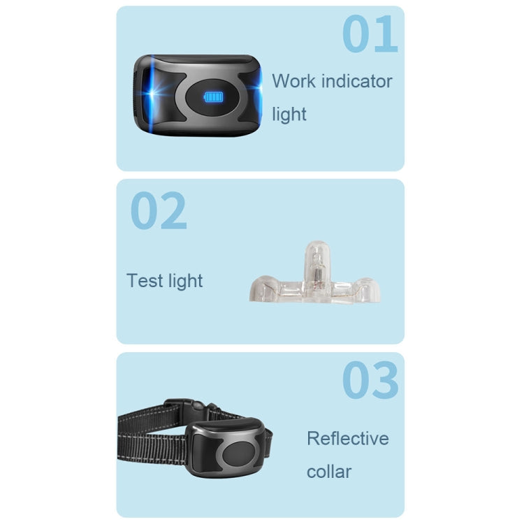 Dog training collar receiver showing work indicator, test light, and reflective strap