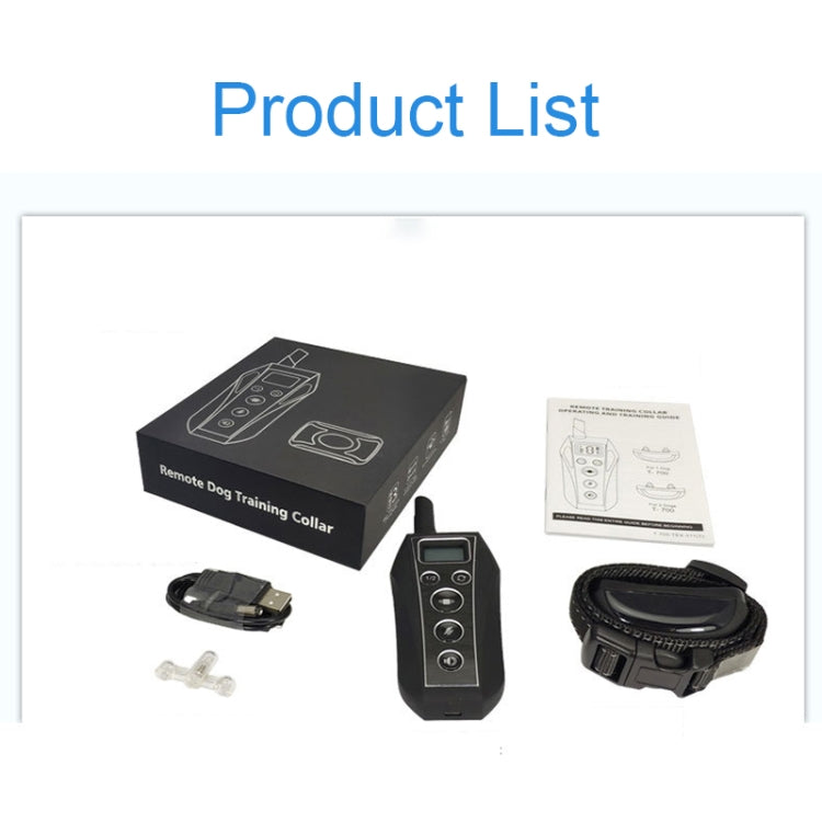 Remote dog training collar kit with transmitter, receiver, cable, and accessories