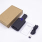 Black barcode scanner kit with back-clip holder, manual, and USB cable