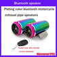 Rainbow motorcycle exhaust pipe speaker pair with black remote key fob and mounting brackets