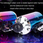 Waterproof rubber-covered motorcycle exhaust speaker with chrome outer casing and black grille