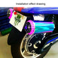 Rainbow exhaust pipe speaker mounted on motorcycle near front wheel