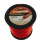 Red orange nylon trimmer line spool labeled 2.4mm and 5LB.