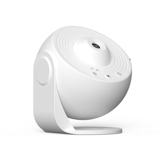 Galaxy night light star projector on stand, white body with circular top control buttons