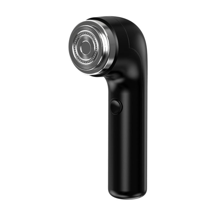 Black rechargeable travel electric shaver with round floating head and power button