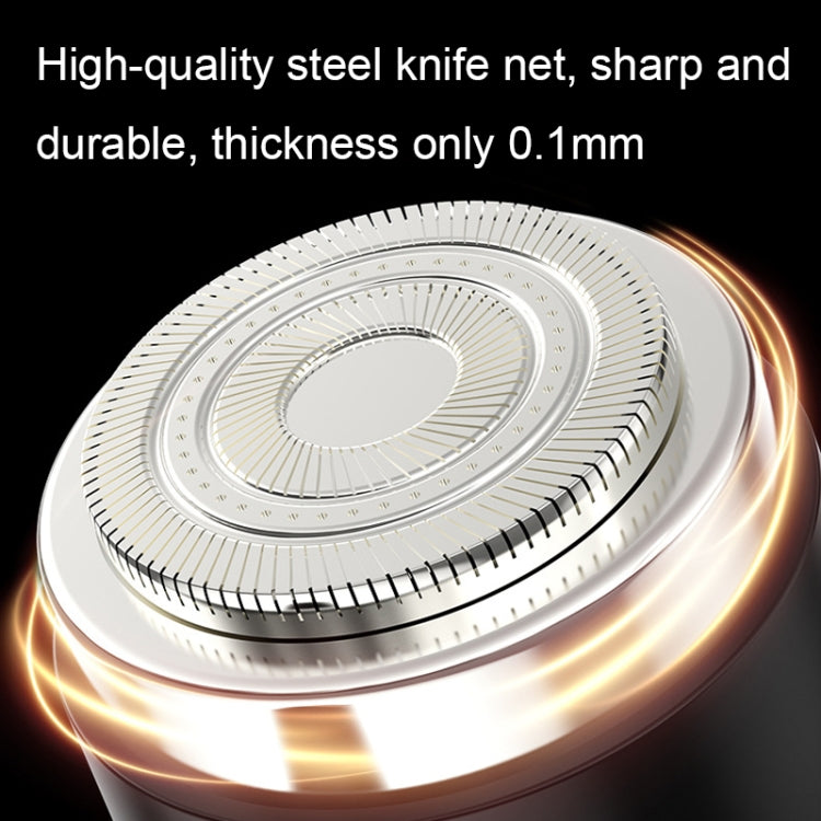 Electric shaver foil head with evenly spaced cutting slots and glowing edge