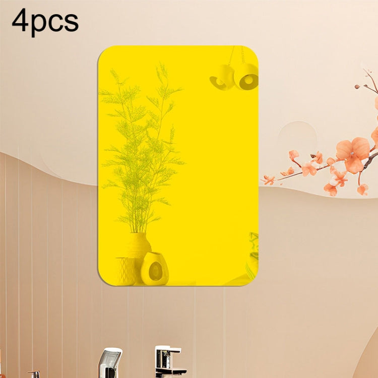 Rounded-corner rectangle acrylic mirror wall stickers, gold tone, set of 4