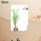 Rounded-corner rectangle acrylic mirror wall stickers, silver tone, set of 4