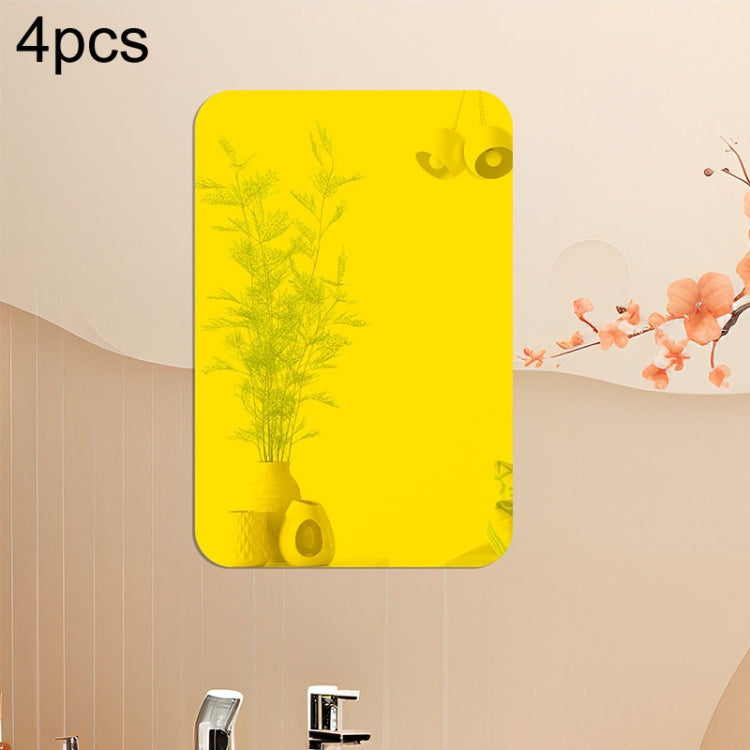 Gold rectangular acrylic mirror wall stickers, rounded corners, set of 4.