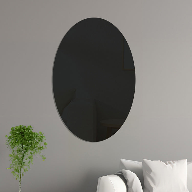 Black oval acrylic mirror wall sticker, glossy reflective oval shape