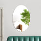 Silver oval acrylic mirror wall sticker with tree reflection