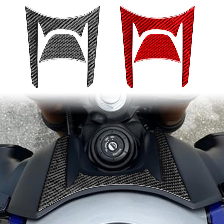 Black and red carbon-fiber door lock sticker set, two V-shaped decals
