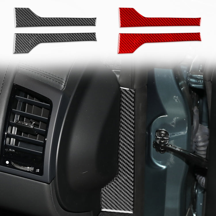 Carbon-fiber door side panel sticker pair, black and red