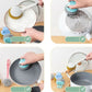 Assorted dish and pot cleaning wire scrubbers with colored handles for cookware
