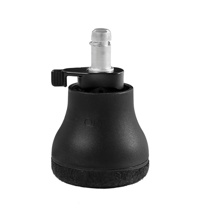 Black rubber roller cushion slip with clear metal caster pin and side lever