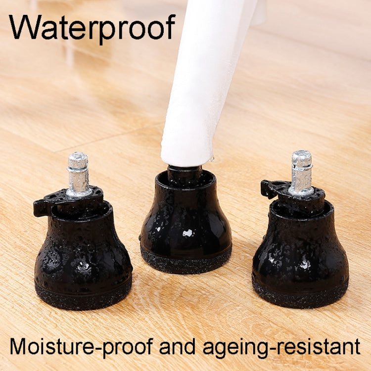 Black roller cushion slips with clear caster pins, water-resistant design