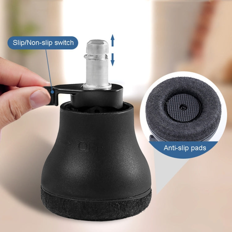 Black roller cushion slip with caster pin, anti-slip pads, and slide switch