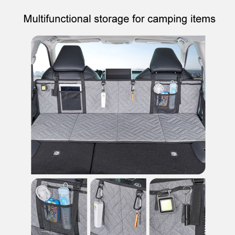 Car camping bed extension board with multifunction storage organizers and quilted mattress