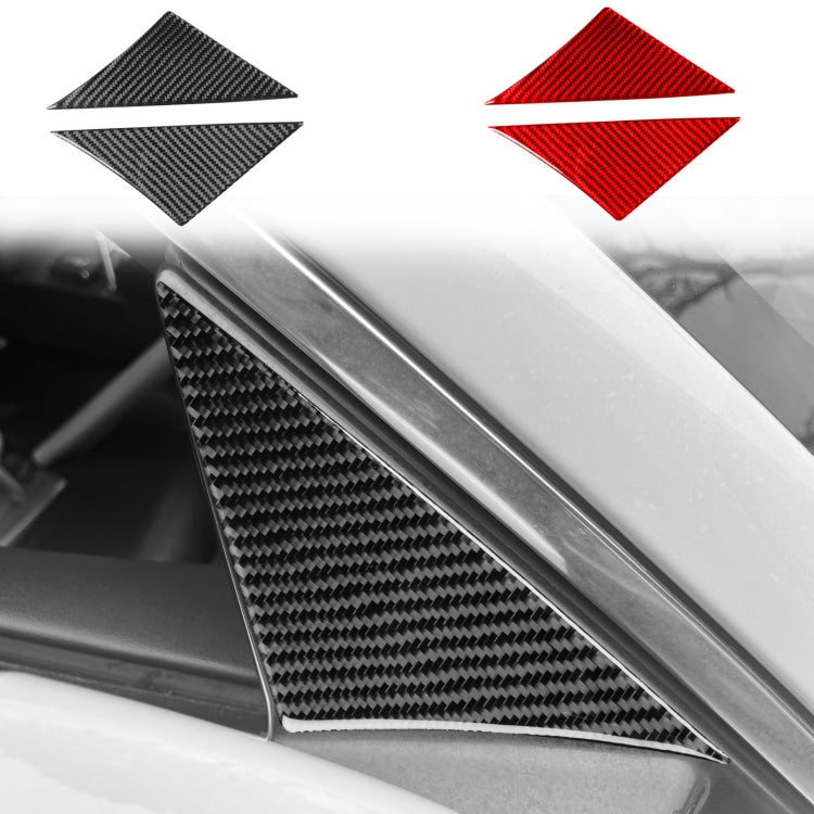 Carbon-fiber A-pillar universal stickers: black and red diamond pieces