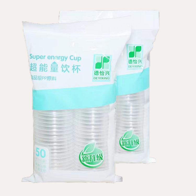 Clear plastic disposable cups in a pack, thick PP, stackable, 180 ml