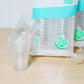 Clear thick PP disposable water cup, 180 ml, side view with capacity marking