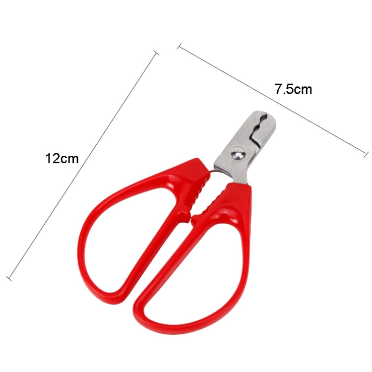 Red and silver peanut shelling pliers with two metal cutting jaws