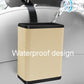 Car seatback hanging dustbin storage box, beige with black rim and strap