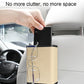 Car seatback hanging dustbin storage box in beige with personal items inside