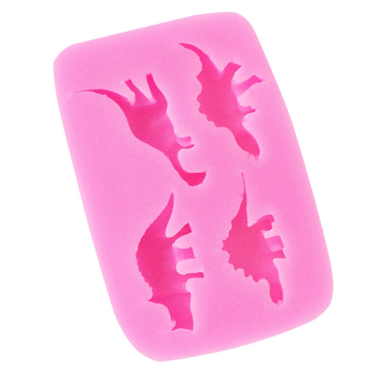 Pink dinosaur silicone mold with single dinosaur silhouette detail