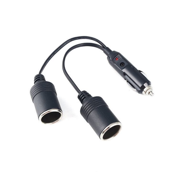 Black car cigarette lighter extension with two socket adapters and 12/24V plug