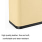 Beige tissue storage box corner with smooth black trim and rounded edge