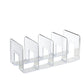 Clear acrylic desktop book storage rack with thick bookends and open front slots