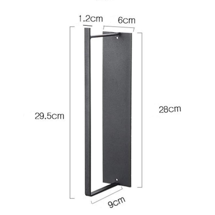 Wall-mounted clothes hanger storage rack, black metal frame with size markings