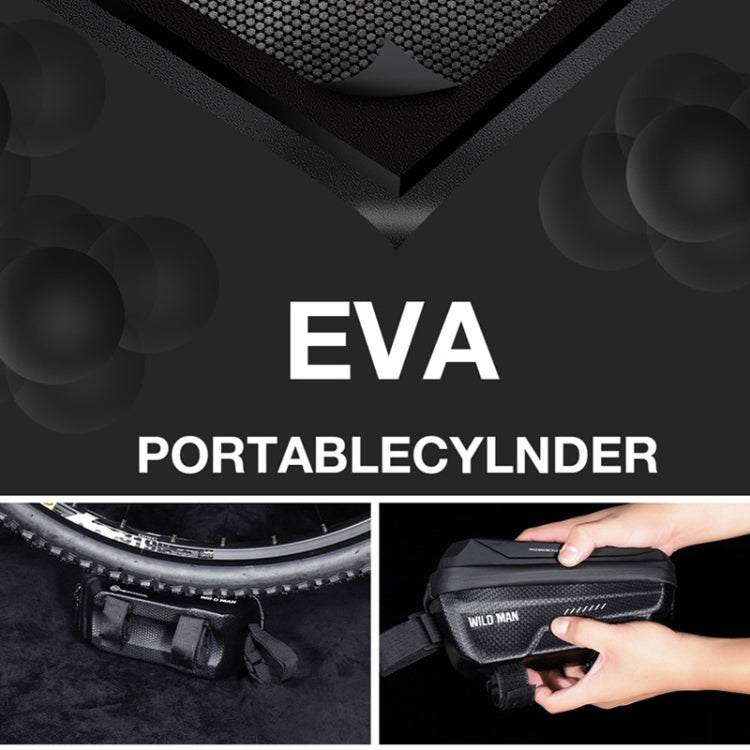 Black EVA hard shell bicycle front beam bag with phone touch window and zipper
