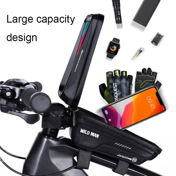 WILD MAN MS66 front bike phone bag with hard shell and touch-screen window on handlebar