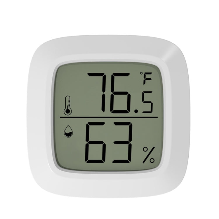 Mini digital temperature and humidity meter with LCD showing 76.6°F and 63%RH