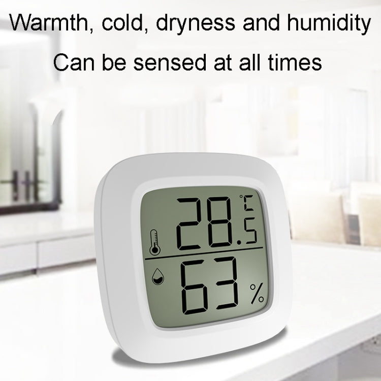 Mini digital temperature and humidity meter with LCD showing 28.5°C and 63%RH