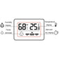 White indoor temperature and humidity meter with LCD showing 68% RH and 25.8°C