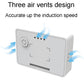 White rectangular indoor temperature and humidity meter with air vent slots on back