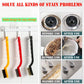 Kitchen cleaning brush set with hanging hook design, including stovetop and sink brushes.