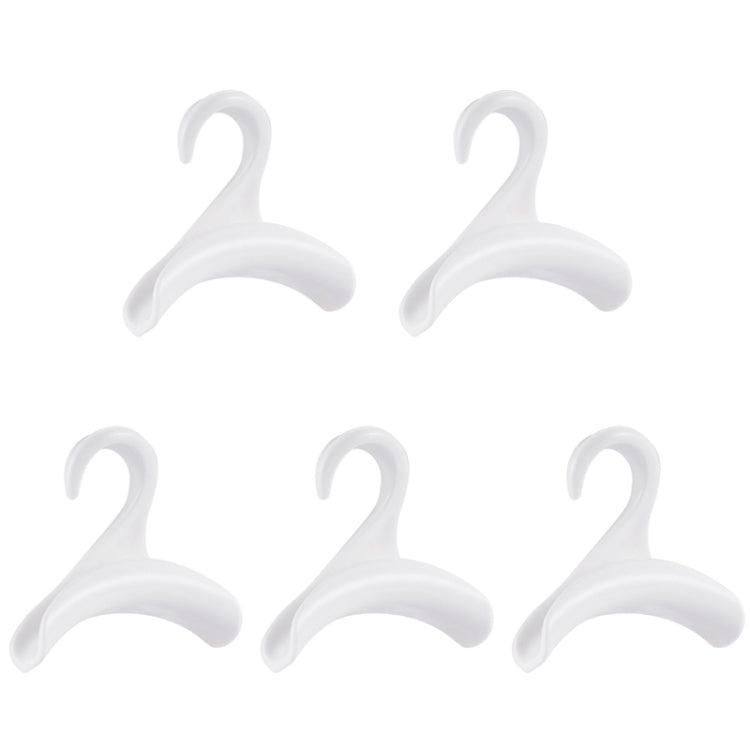 Set of 5 white arched garment hooks for hats and scarves, hanger-style loop